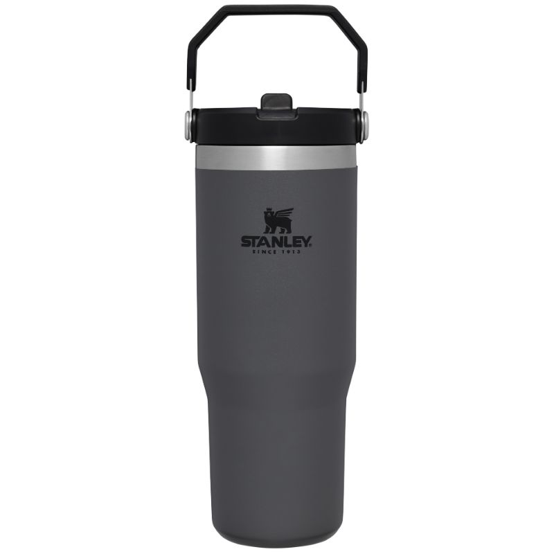 Termopudele ar salmiņu STANLEY The IceFlow Flip Straw Tumbler 0,89L tumši pelēka