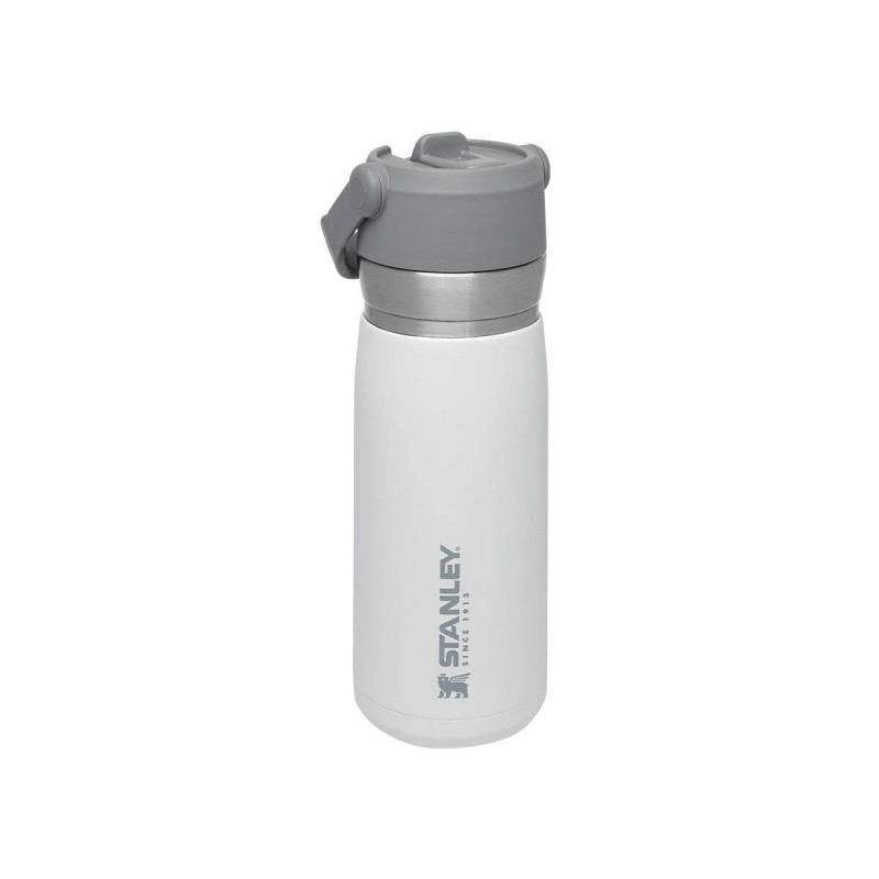 Termopudele ar salmiņu STANLEY The IceFlow Flip Straw Water Bottle Go 0,65L balta