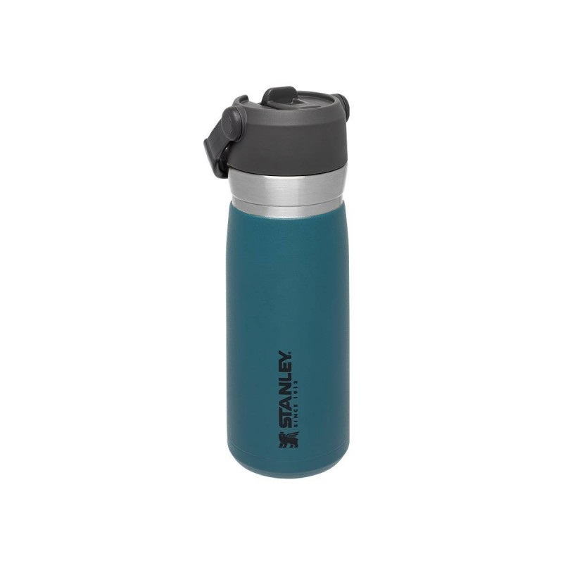 Termopudele ar salmiņu STANLEY The IceFlow Flip Straw Water Bottle Go 0,65L lagūnas krāsa