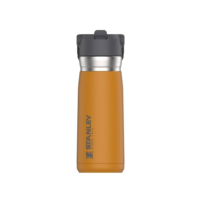 Termopudele ar salmiņu STANLEY The IceFlow Flip Straw Water Bottle Go 0,65L safrāndzeltena