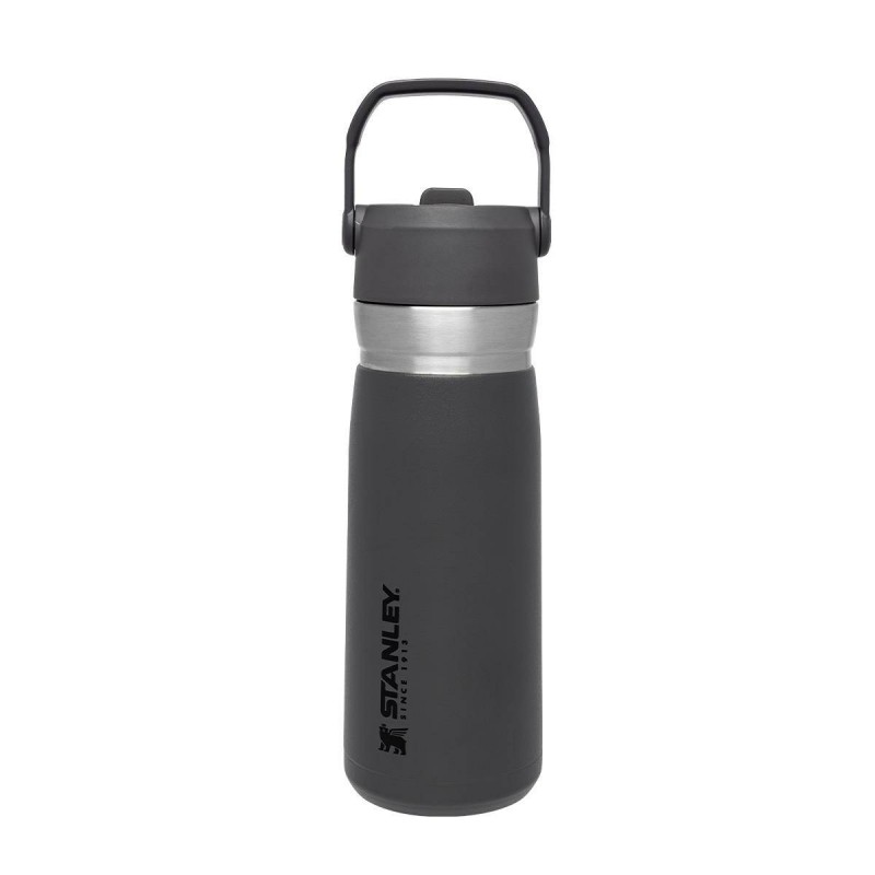 Termopudele ar salmiņu STANLEY The IceFlow Flip Straw Water Bottle Go 0,65L t.pelēka